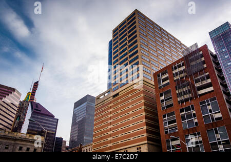 Cluster di highrises in downtown Baltimore, Maryland. Foto Stock