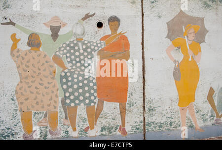 Murale per le strade di New Orleans raffiguranti americani Africani celebrando Foto Stock