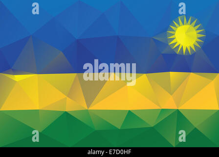 Ruanda bandiera triangolare poligonale disegno vettoriale Foto Stock