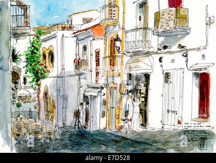 Santa Creu Street in Dalt Vila Ibiza Foto Stock