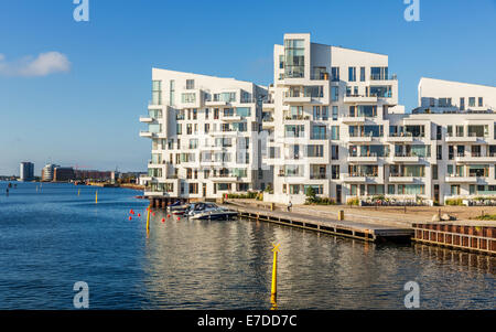 Havneholmen, o porto Isola, moderno city apartments a Copenaghen waterfront, Kalvebod Brygge, Copenhagen, Danimarca Foto Stock