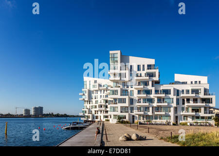 Havneholmen, o porto Isola, moderno city apartments a Copenaghen waterfront, Kalvebod Brygge, Copenhagen, Danimarca Foto Stock