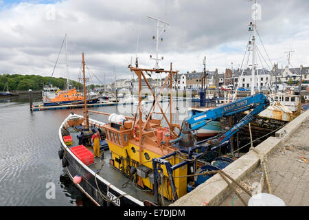 Barche da pesca ormeggiate nel porto di Stornoway, isola di Lewis, Ebridi Esterne, Western Isles, Scozia, Regno Unito, Gran Bretagna Foto Stock