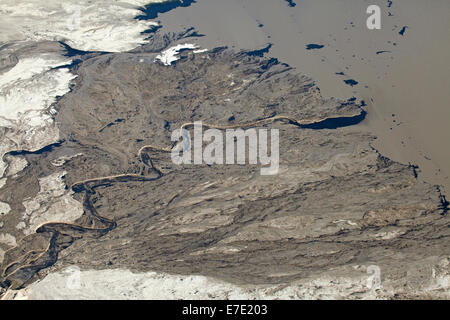 Vista aerea della vasca di contenimento inquinamento al tar sands, Alberta, Canada Foto Stock