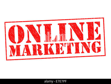 ONLINE MARKETING rosso timbro di gomma su uno sfondo bianco. Foto Stock