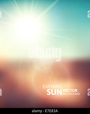 Sfocate scena serale con brown field, burst di Sun Foto Stock
