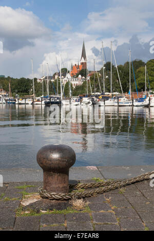 Vista su flensburg-jürgensby con chiesa st. Jürgen, SCHLESWIG-HOLSTEIN, Germania Foto Stock