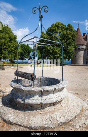 Il pozzo nel cortile del Chateau de Monbazillac Francia. Foto Stock
