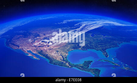 Nord America visto dallo spazio - 3D render - animazione disponibile anche (mappe di tessitura la cortesia della NASA) Foto Stock