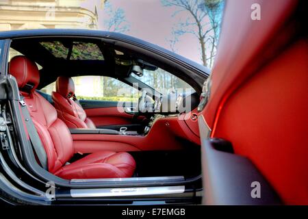 Mercedes AMG SL 63 al Domaine Les Crayères ? Un Relais & Châteaux membro della associazione e la FAMIGLIA GARDINIER?s proprietà. Reims, Champagne-Ardenne, Francia. Foto Stock