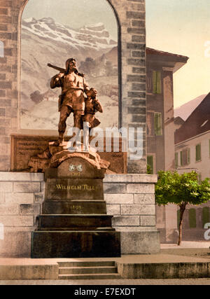 Altdorf, Guglielmo Tell's Memorial, il Lago di Lucerna, Svizzera, circa 1900 Foto Stock