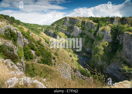 Vista dalla cima del Cheddar Gorge, Somerset, Regno Unito Foto Stock