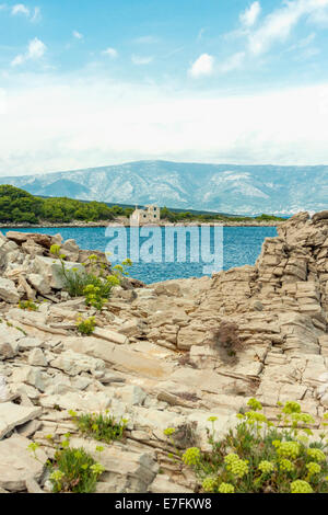 Maslinica bay vicino a Vrboska, isola di Hvar, Croazia Foto Stock