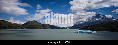 Lago Lago grigio in Patagonia cilena. Foto Stock