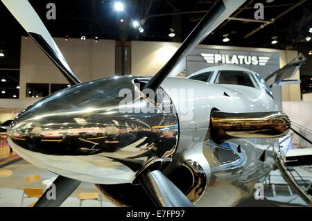 Elica dettaglio del Pilatus PC-9 velivolo. Foto Stock