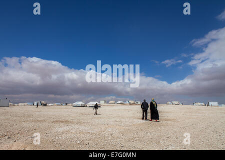 I rifugiati a Zaatari (o Za'Atari) campo profughi per rifugiati siriano, nel nord della Giordania, vicino al confine con la Siria. Foto Stock