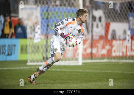 Chester, Pennsylvania, USA. 16 Sett 2014. Unione di Philadelphia il portiere ZACH MACMATH (18) in azione durante il LAMAR HUNT U.S. OPEN CUP titolo le sirene di Seattle ha vinto con una vittoria di 3-1 contro l'Unione di Philadelphia in PPL Park di Chester PA Credito: Ricky Fitchett/ZUMA filo/Alamy Live News Foto Stock