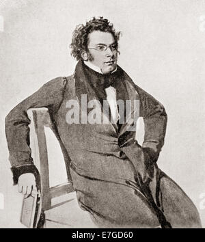 Franz Peter Schubert, 1797 - 1828. Il compositore austriaco. Dopo l'acquerello da Wilhelm August Rieder. Foto Stock