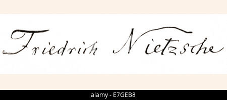 Firma di Friedrich Wilhelm Nietzsche, 1844 - 1900. Filologo tedesco, filosofo, culturale critico, poeta e compositore. Foto Stock