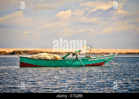 Barca nel lago di Wadi El Ryan - El Fayoum - Egitto Foto Stock