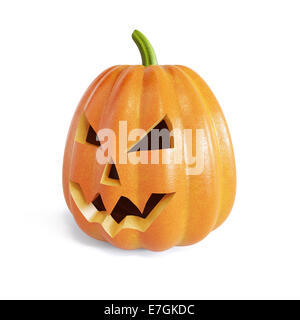 3D render di Jack O Lanterna Zucca di Halloween. Isolato su sfondo bianco Foto Stock