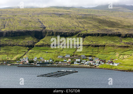 Fattoria di Pesce in Haldarsvik Streymoy island village Foto Stock