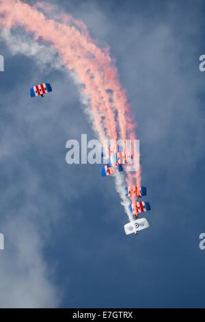 La RAF Falchi paracadute team display a Shoreham airshow nel 2014 Foto Stock