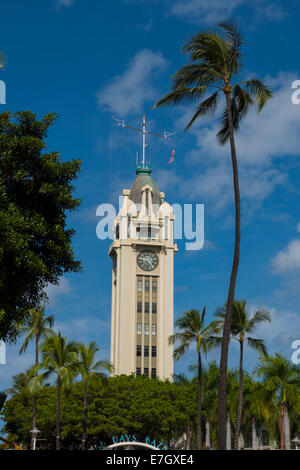 Aloha Tower, Porto di Honolulu e Oahu, Hawaii Foto Stock