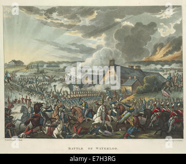 La battaglia di Waterloo, 18 Giugno 1815 - Le guerre di Wellington, una poesia narrativa (1819), opposta 168 - BL Foto Stock