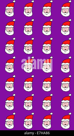 Illustrazione simmetrica Christmas Santa Claus wallpaper design Foto Stock