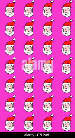 Illustrazione simmetrica Christmas Santa Claus wallpaper design Foto Stock