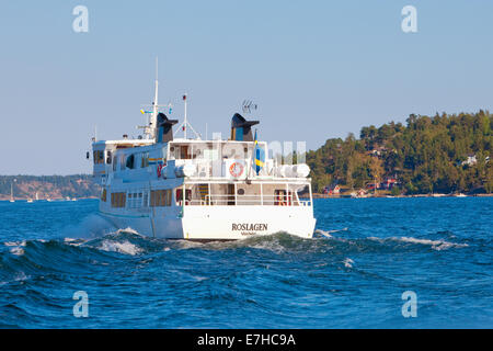 La Svezia, arcipelago di Stoccolma - traghetto in partenza per arcipelago. Foto Stock