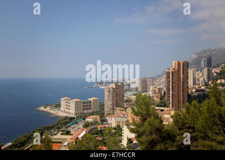 Monaco Montecarlo cityscape, principato vista aerea. Costa Azzurra. In Francia, in Europa. Foto Stock