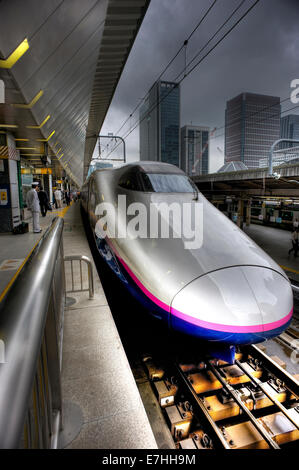 Shinkansen alla stazione di Tokyo, Giappone. Foto Stock