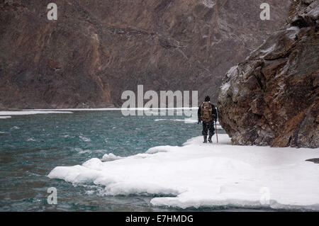 Buddha, Buddismo, Chadar, inverno, Trek Chaddar, Himalaja, India, Jammu e Kashmir, Ladakh, avventura, Spedizione, Trek Foto Stock