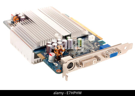 Computer graphics card isolato su uno sfondo bianco Foto Stock