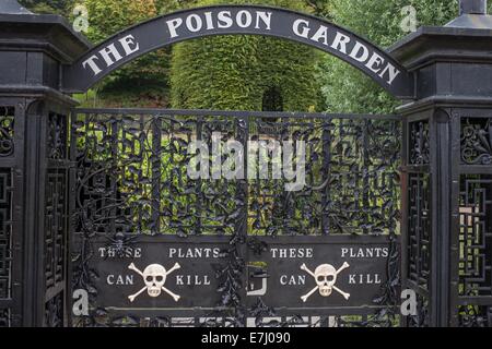 I cancelli e ingresso al Alnwick Poison Garden in Northumberland England Regno Unito Foto Stock