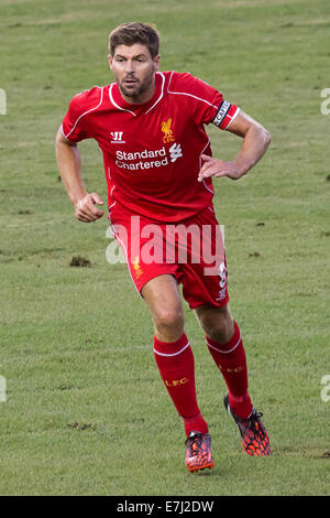 Questa immagine mostra il Liverpool FC e Inghilterra capitano e superstar Steven Gerrard durante il 2014 Guinness intern Champions Cup USA Foto Stock