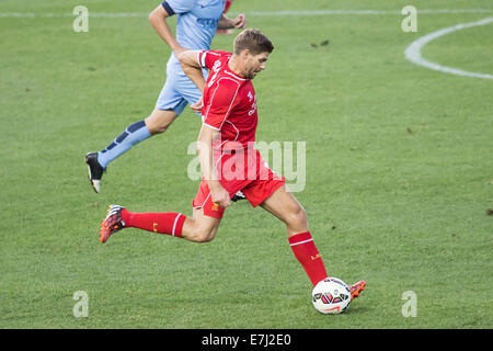 Questa immagine mostra il Liverpool FC e Inghilterra capitano e superstar Steven Gerrard durante il 2014 Guinness intern Champions Cup USA Foto Stock