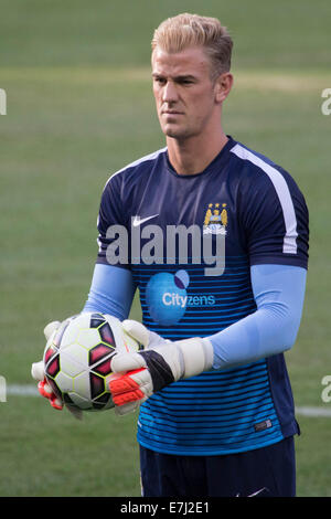 Questa immagine mostra il Manchester City goaltender Joe Hart durante il 2014 Guinness International Champions Cup contro il Liverpool FC Foto Stock