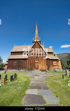 La vecchia chiesa della doga in Lom, Norvegia Foto Stock