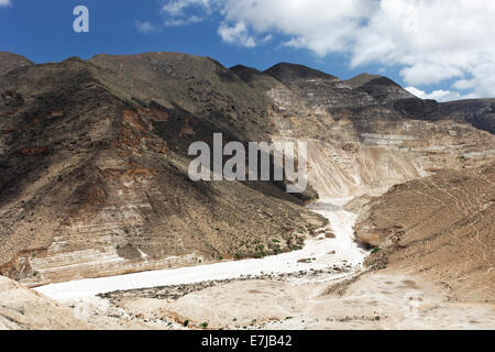 Valle del Jabal al Qara montagne, deserto di pietra, vicino a Salalah, regione di Dhofar, Sultanato di Oman, Penisola arabica Foto Stock