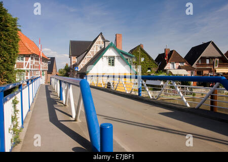 Terra antica, paese, bridge, FRG, Germania, Estebrügge, Bassa Sassonia, villaggio, Foto Stock