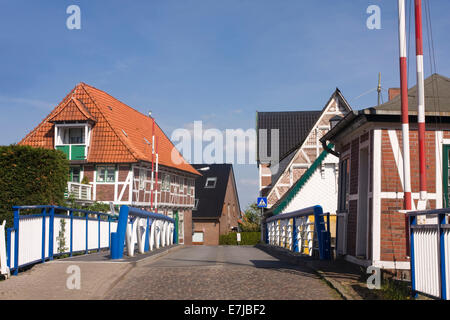 Terra antica, paese, bridge, FRG, Germania, Estebrügge, Bassa Sassonia, villaggio, Foto Stock