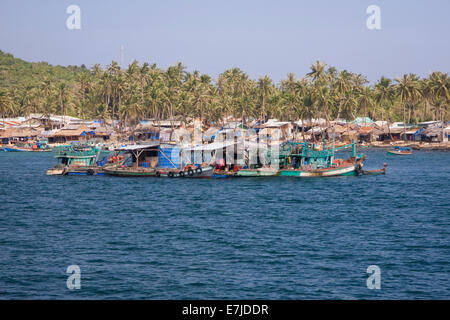 Un, Asia, esterno, Cang, barche, porto di pescatori, la pesca in barca, porto, porto, sul mare Phu Quoc, Pho Quoc, Vietnam Foto Stock