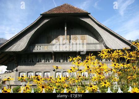 La Svizzera e il Lago di Brienz, Oberland bernese, open-air museum, storia, museo storico, Ballenberg, casa, casa colonica, solare h Foto Stock