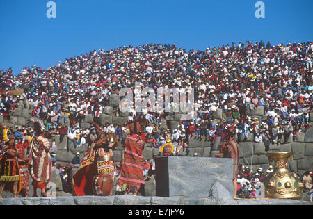 Inti Raymi, Inca, Cuzco, Cusco, montagne delle Ande, Perù Foto Stock