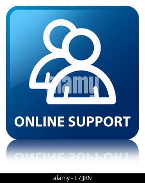 Supporto online (icona di gruppo) blu pulsante quadrato Foto Stock