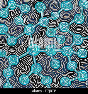 Modello geometrico astratto Life Lines ispirato a strutture molecolari, tecnologia e arte tribale, che rappresenta connettività e reti di dati Foto Stock