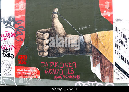 La East Side Gallery di Berlino 2014 Foto Stock